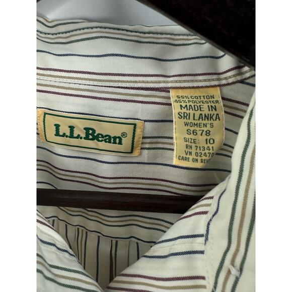 Vintage 1980s LL Bean Striped Button Up Shirt Womens Size 10 Heritage Quality - Picture 4 of 4